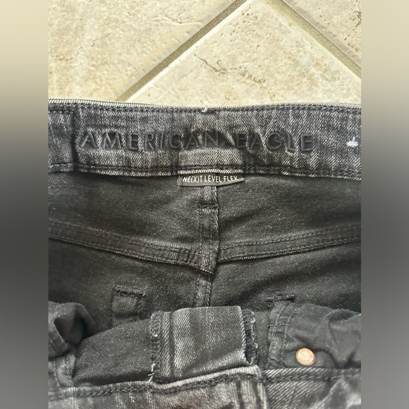 American Eagle Next Level Flex Black Jeans with Knee Holes Size 29x32 - Picture 7 of 9